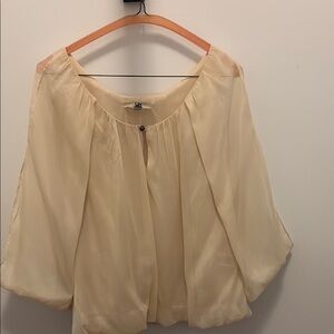 Cream Pleated 3/4 Sleeve Blouse